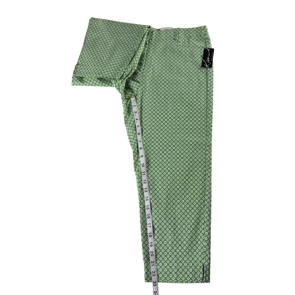 Kim Rogers Fit Solutions Slimming Capris Green Blue Geometric Pants Womens 8 NWT - Picture 5 of 10